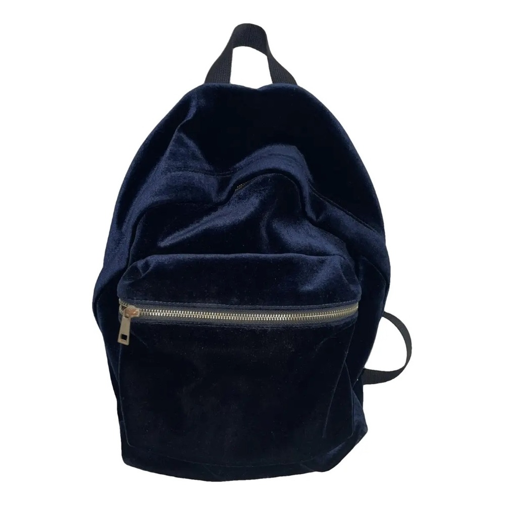 Sandro Paris Navy Velvet Backpack